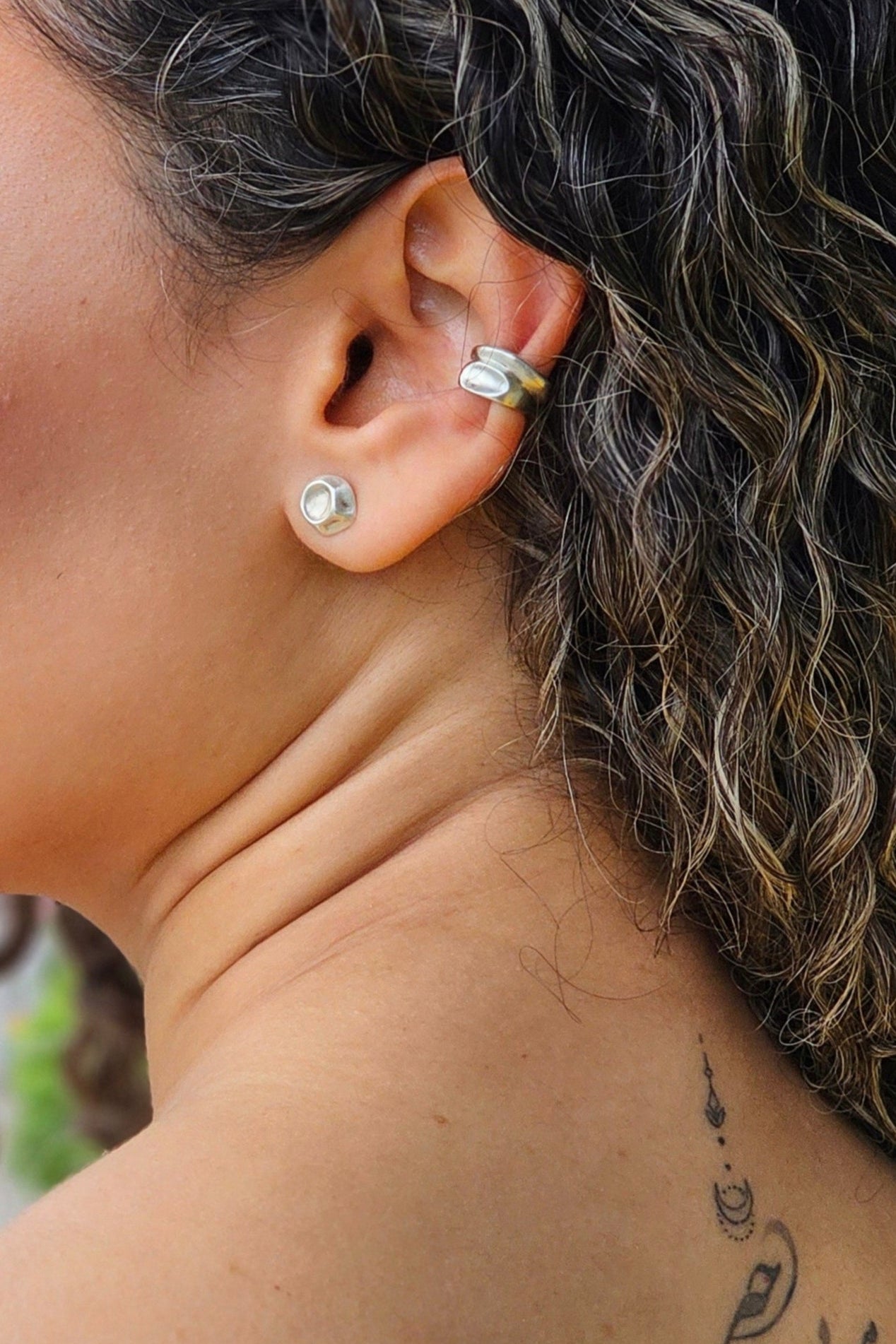 Polished Silver Dome Stud Earrings