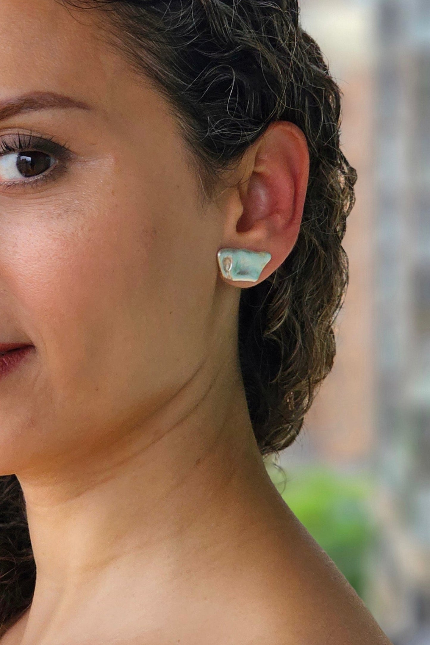 Silver Abstract Stud Earrings