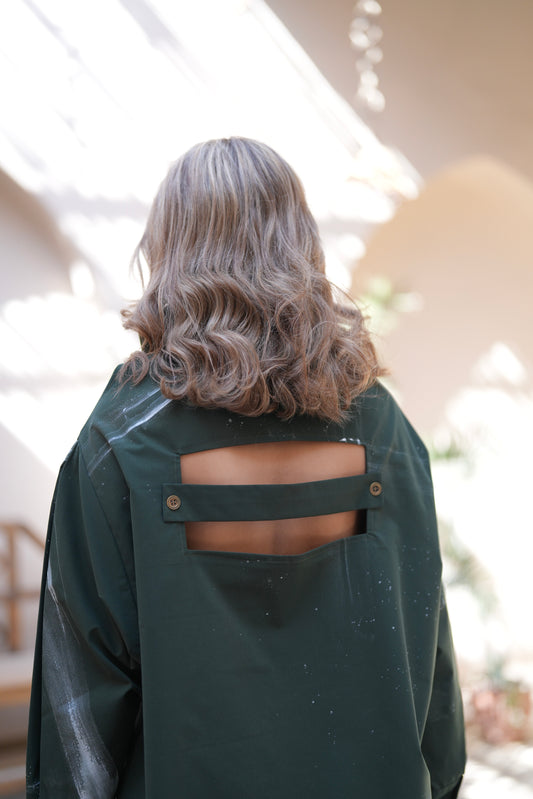 Emerald Brushstroke Oversized Dress