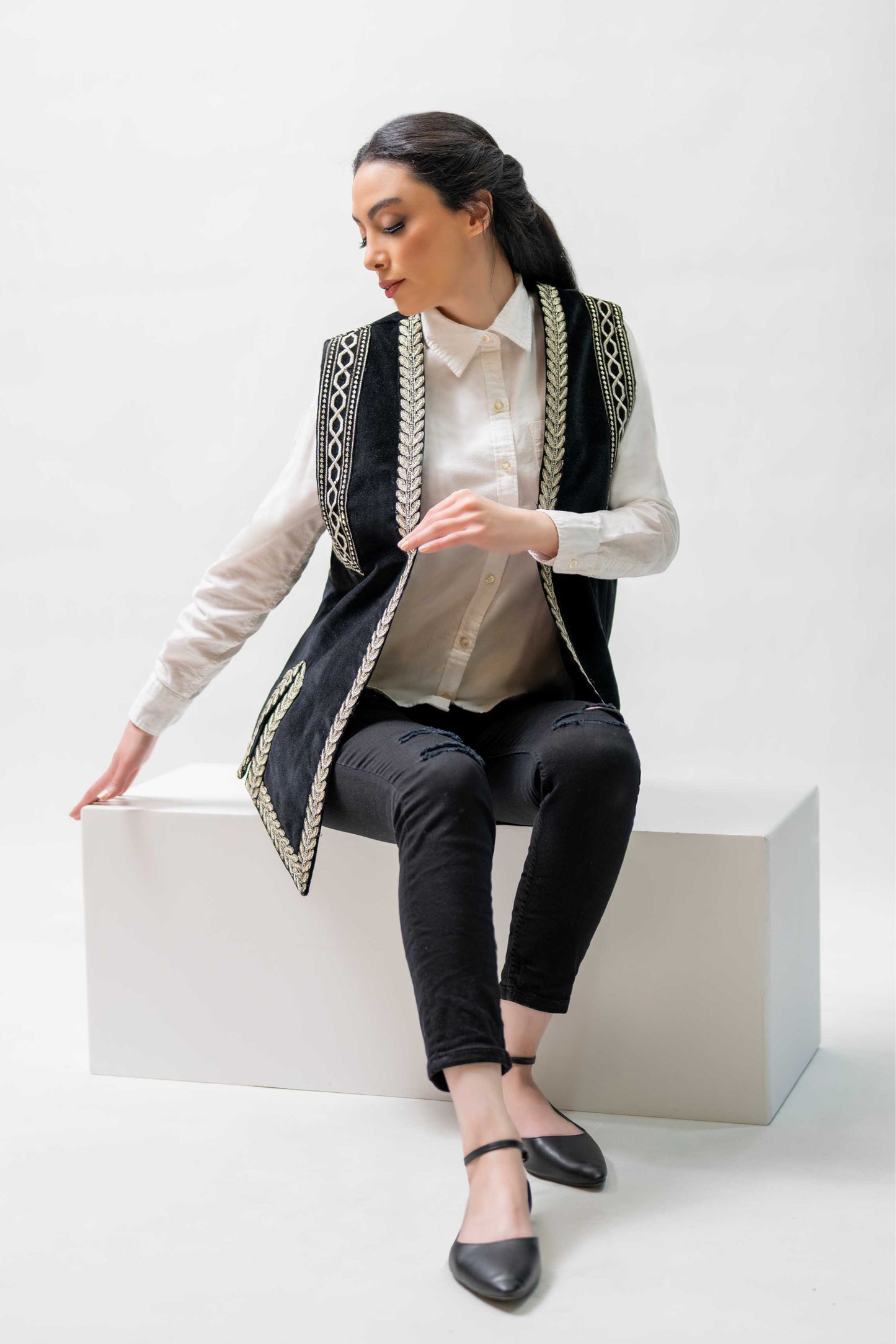 Golden Laurel Velvet Vest