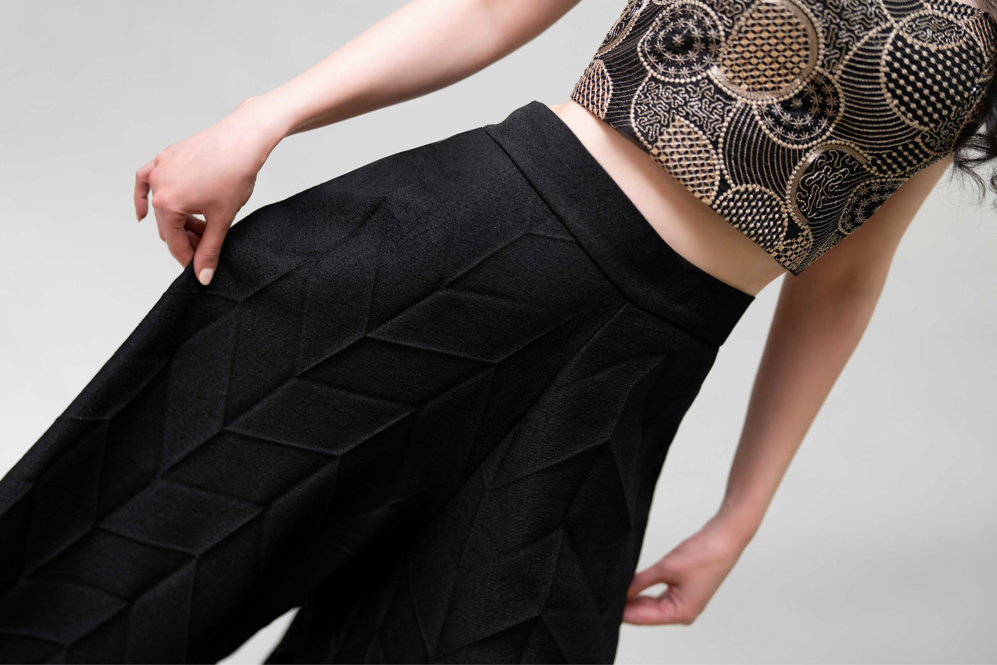 Textured Wide-Leg Pants