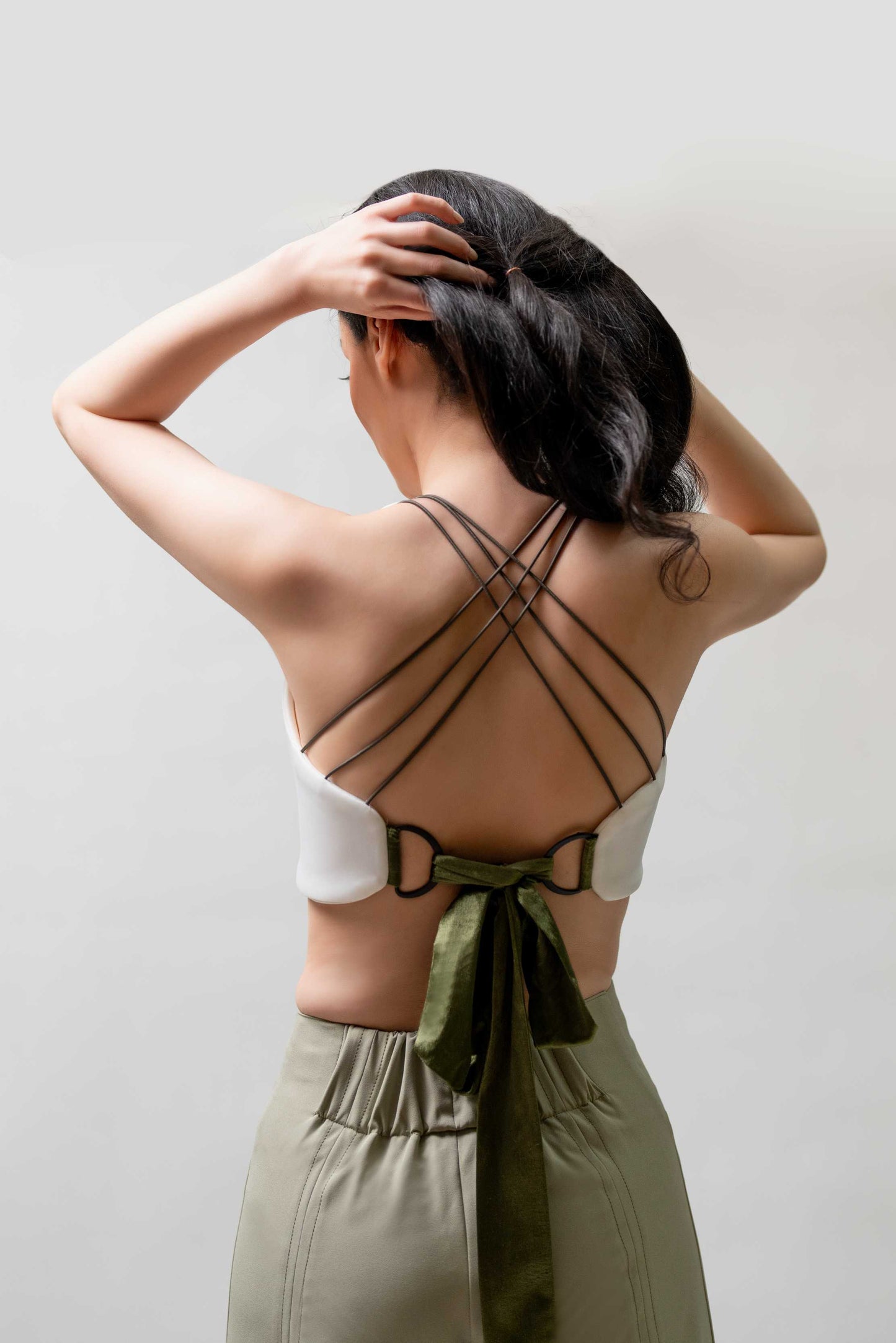 White Embroidered Bow-Back Top