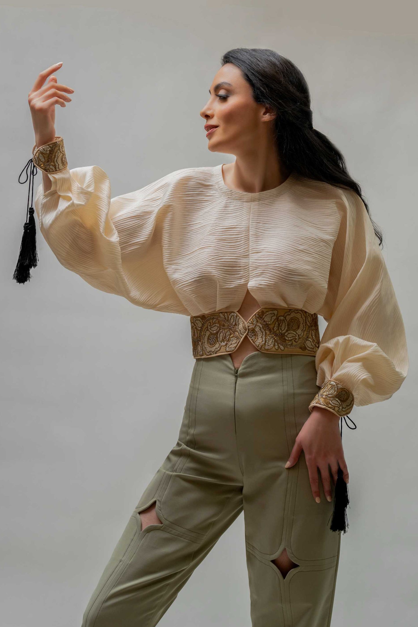 Golden Bloom Embroidered Blouse