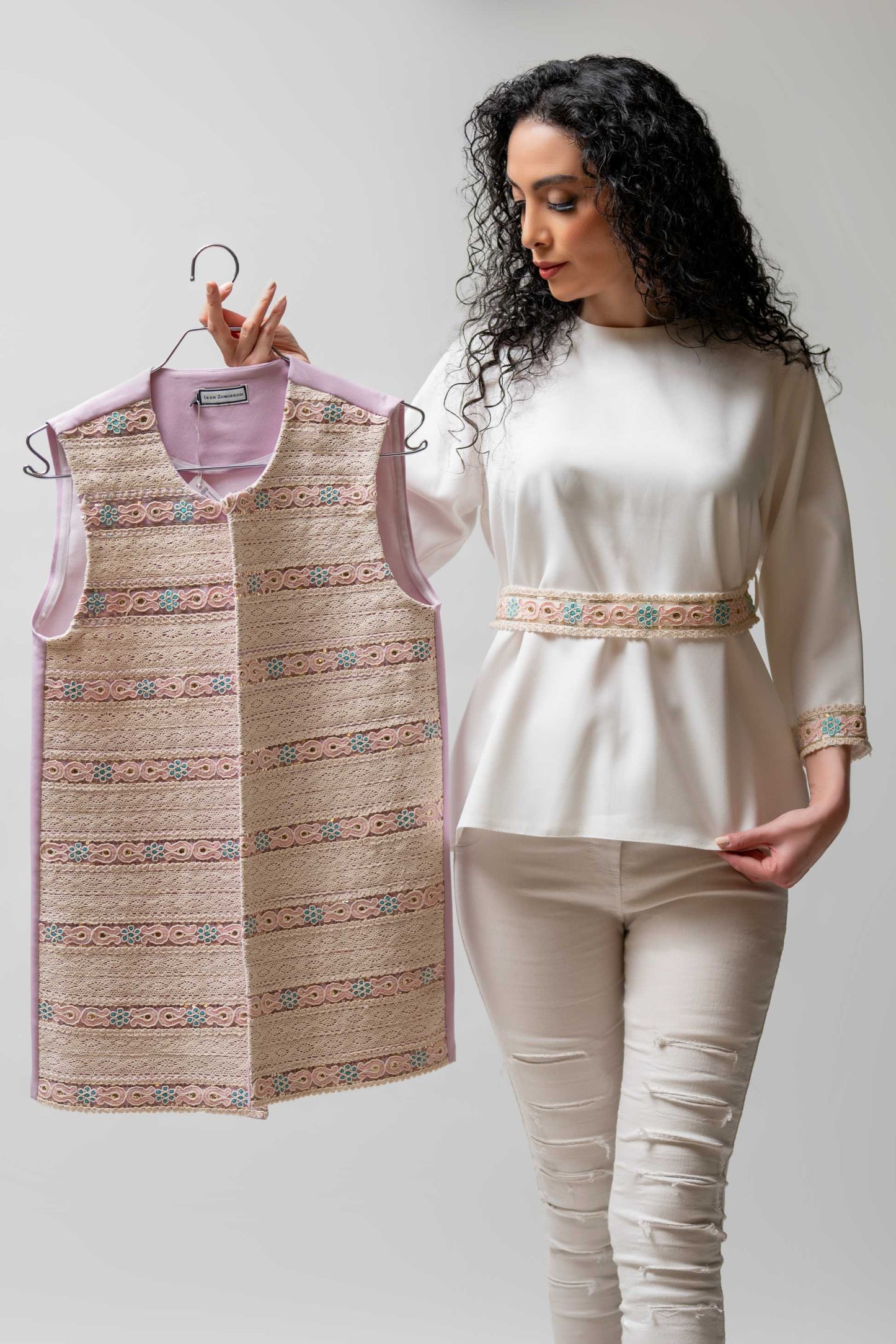 Soft Pastel Lace Vest Set