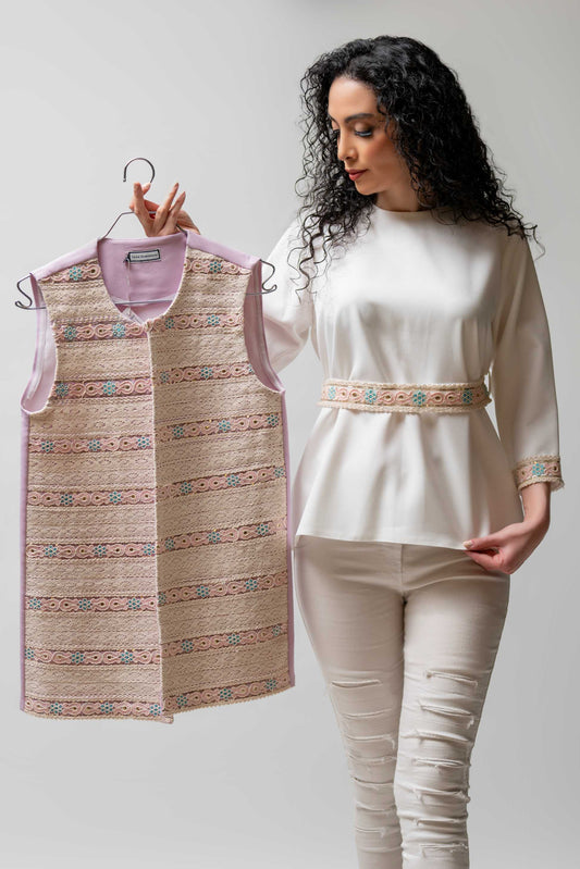 Soft Pastel Lace Vest Set