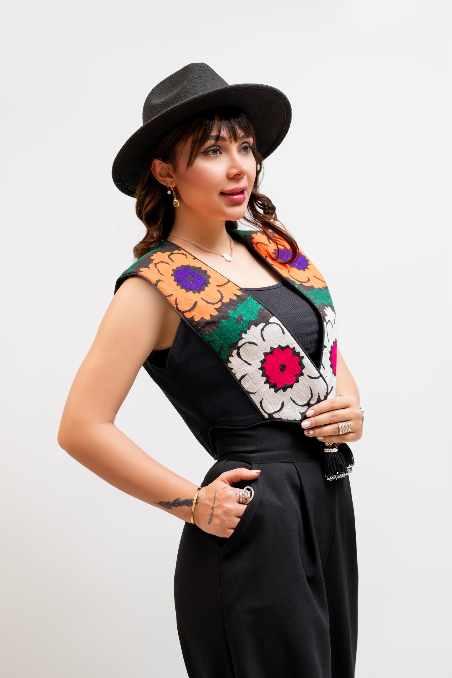 Colorful Floral Crop Vest