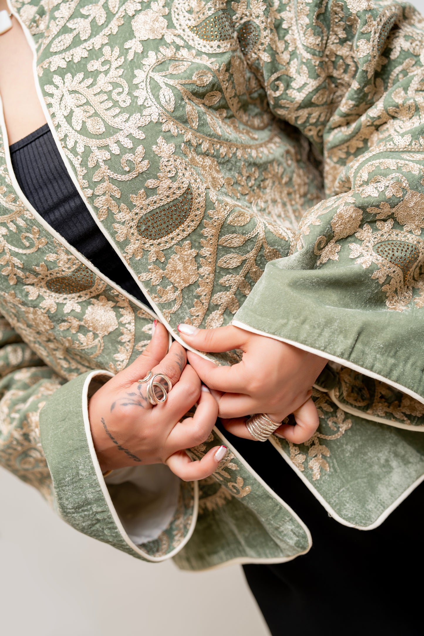 Elegant Sage Embroidered Jacket