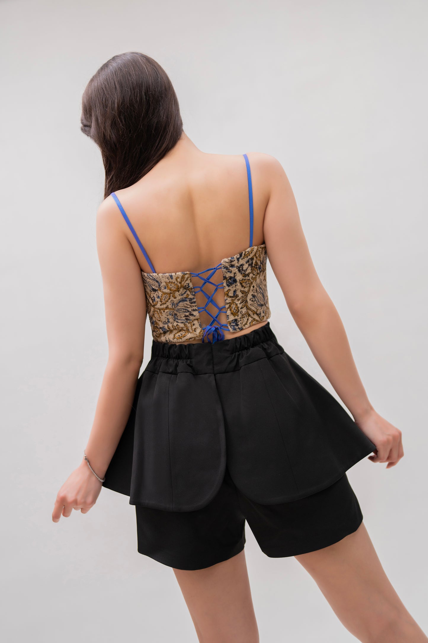 Hand-Embroidered Gold Leaf Corset Top