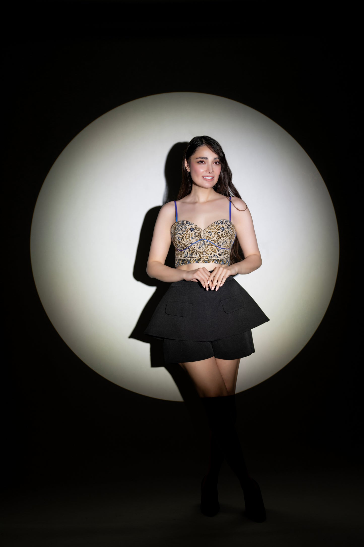Hand-Embroidered Gold Leaf Corset Top