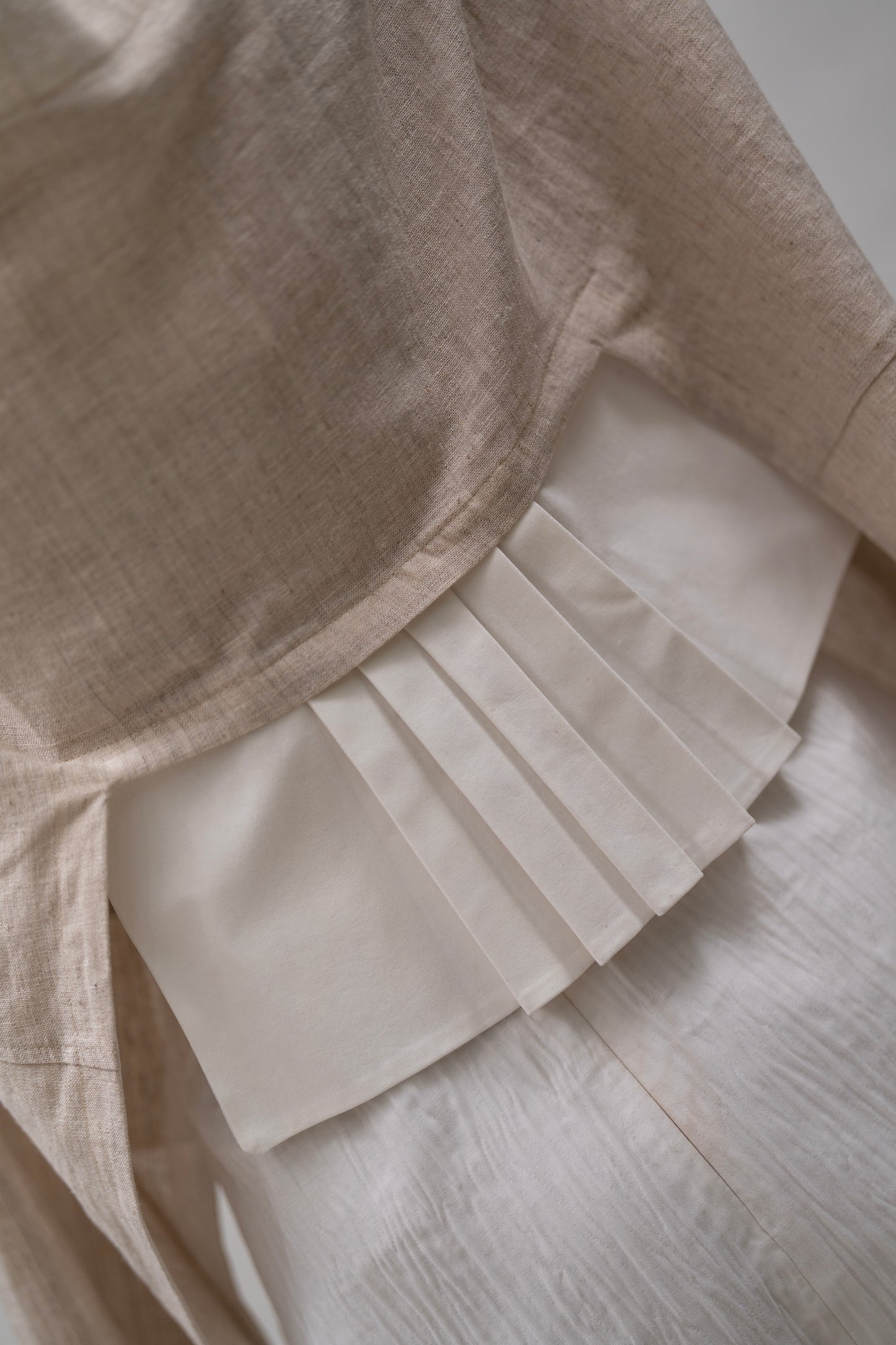 Beige Oversized Top with 3D Appliqué & Pleated Detail