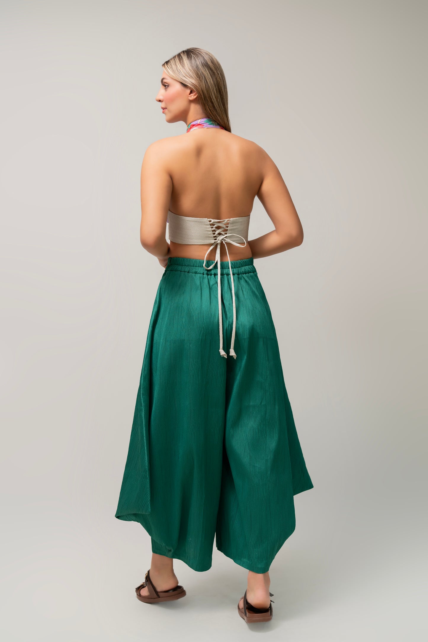 Emerald Green Wide-Leg Pants – Handmade & Flowy