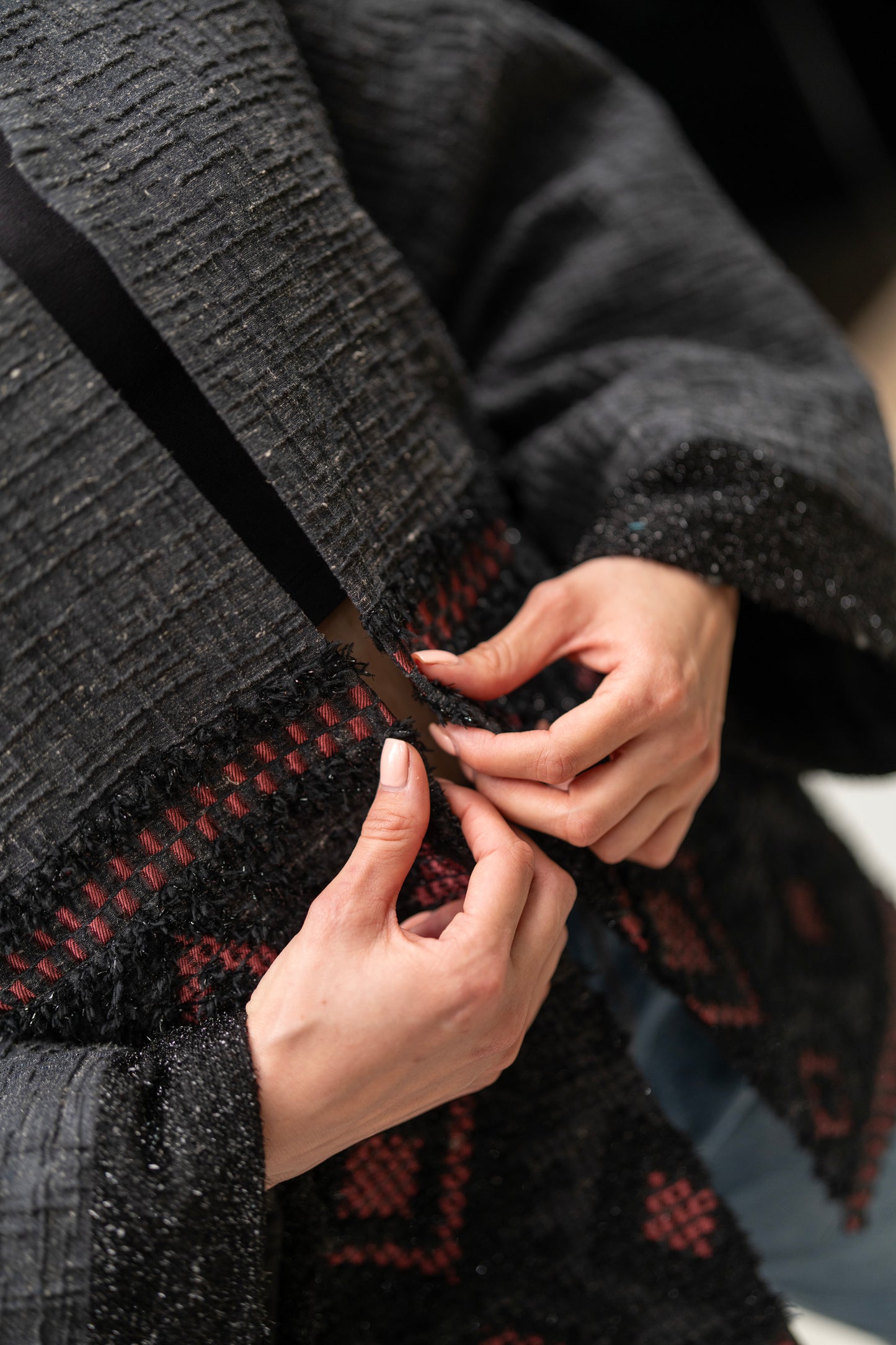 Charcoal Geometric Handwoven Jacket