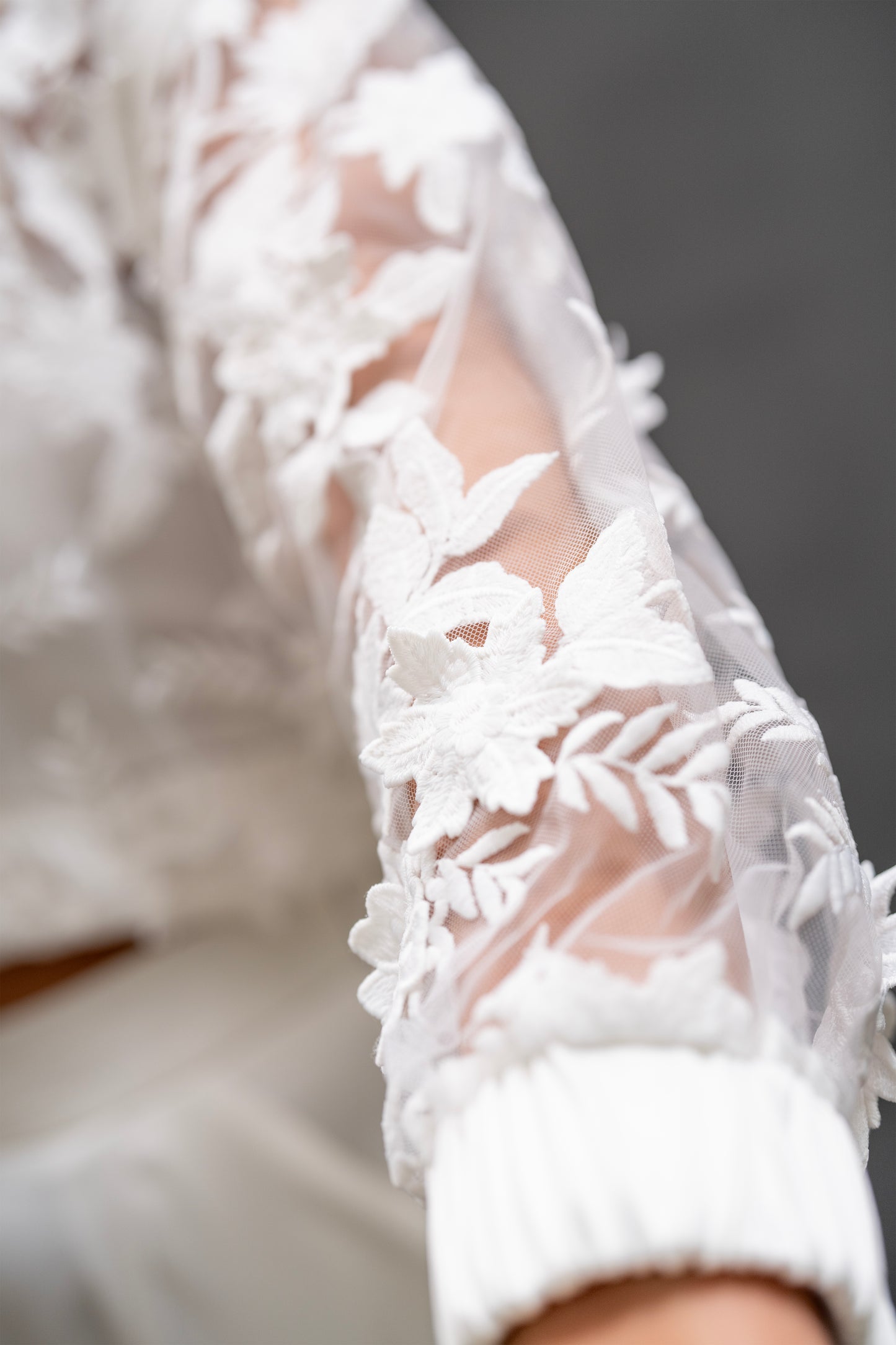 White Sheer Floral Embroidered Jacket – Handmade (Fits 36 & 38)