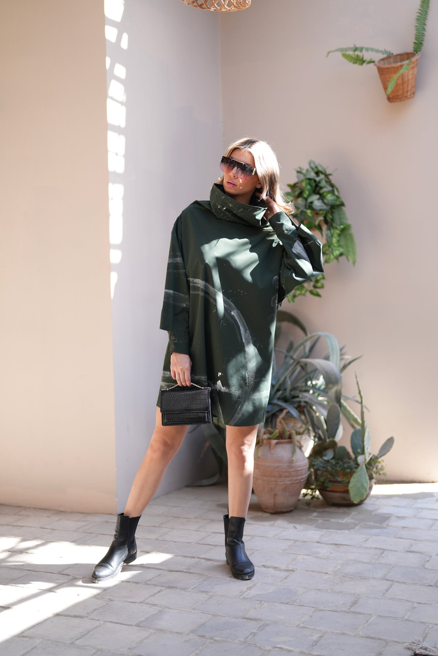 Emerald Brushstroke Oversized Dress