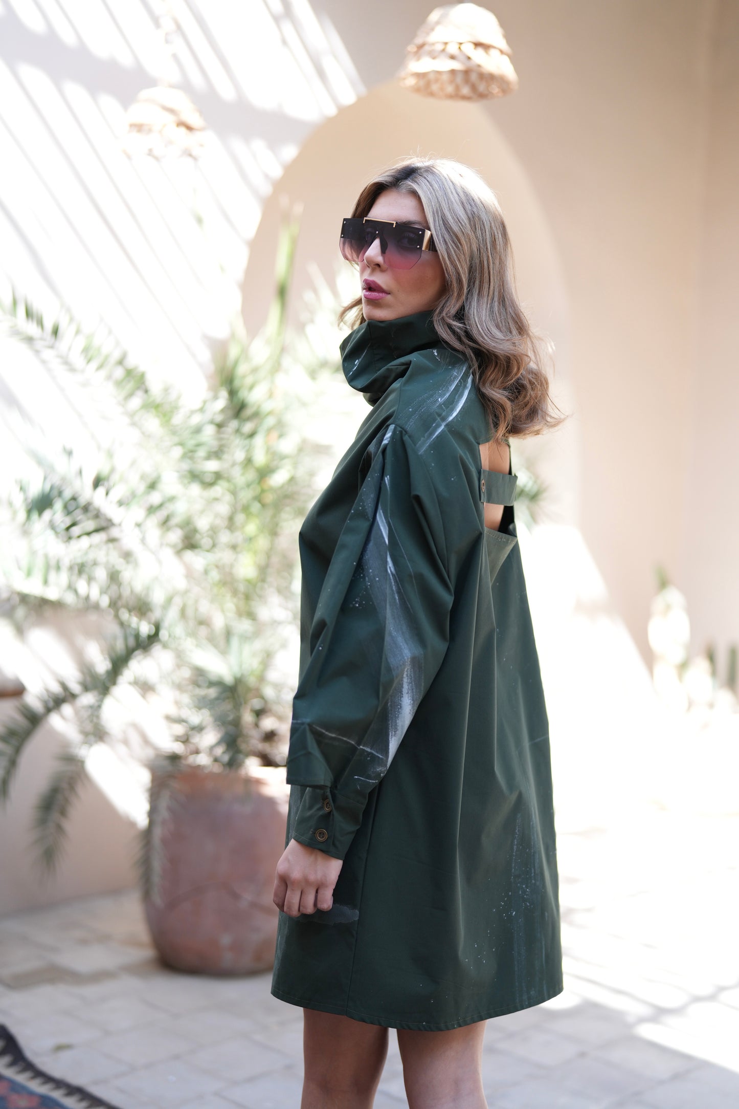 Emerald Brushstroke Oversized Dress