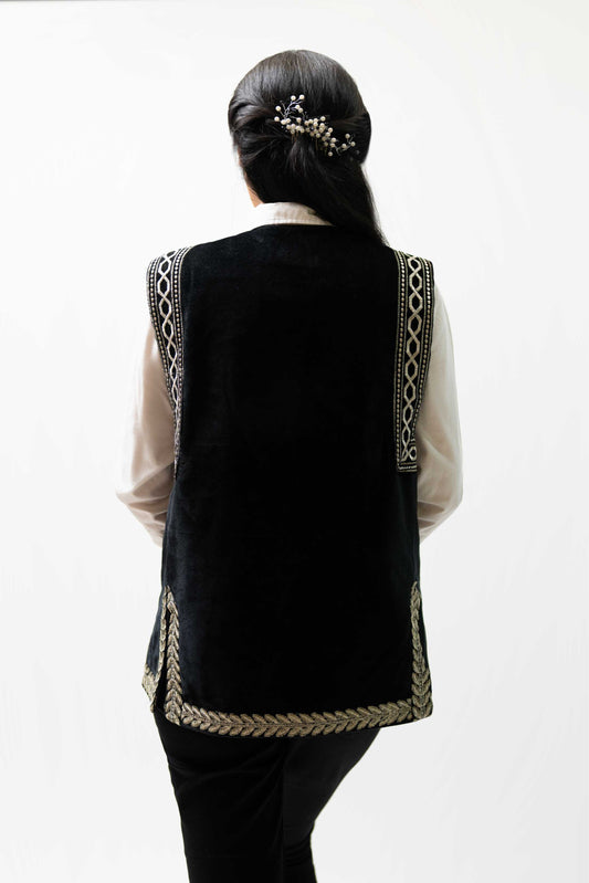 Golden Laurel Velvet Vest