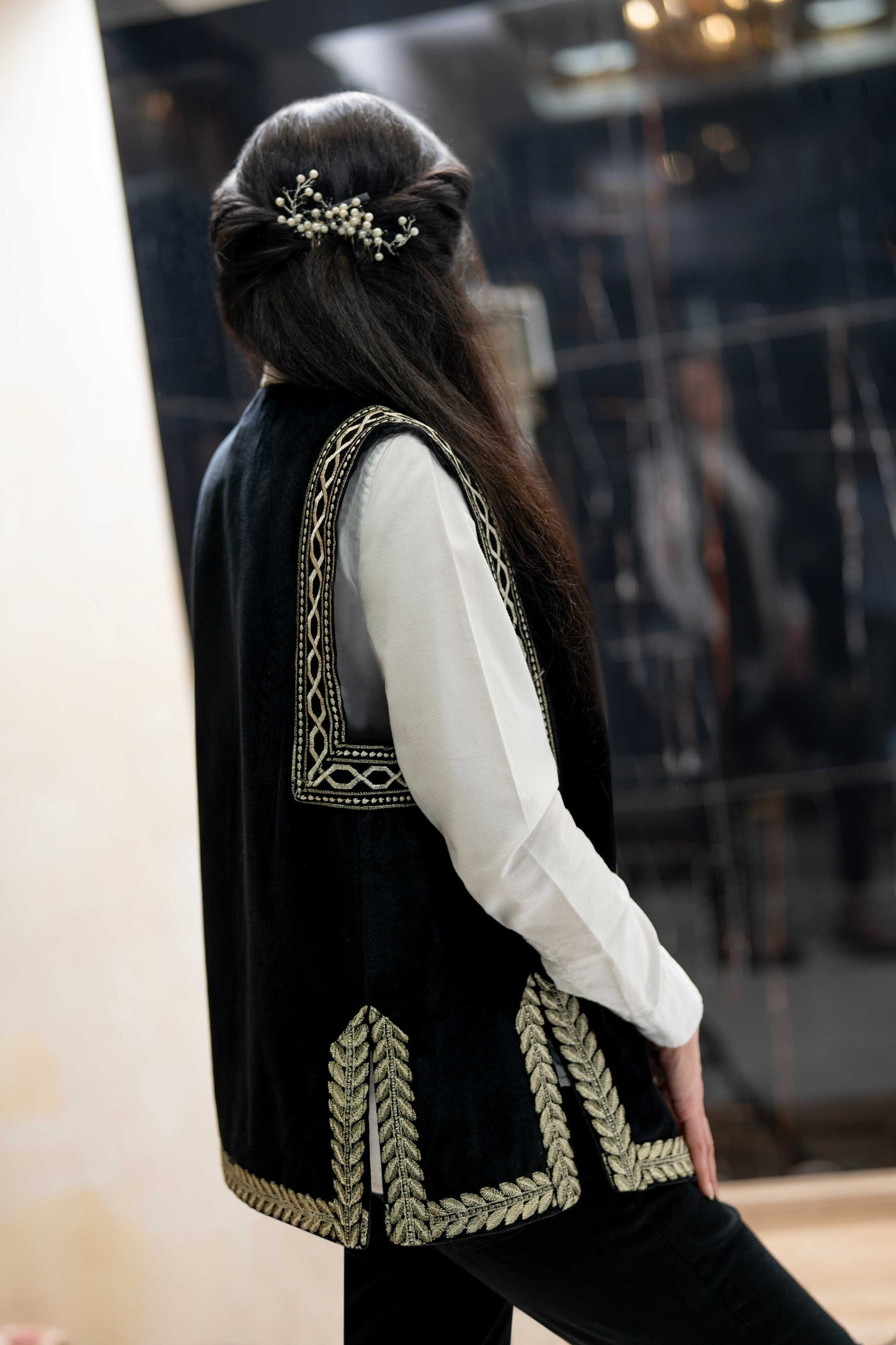 Golden Laurel Velvet Vest