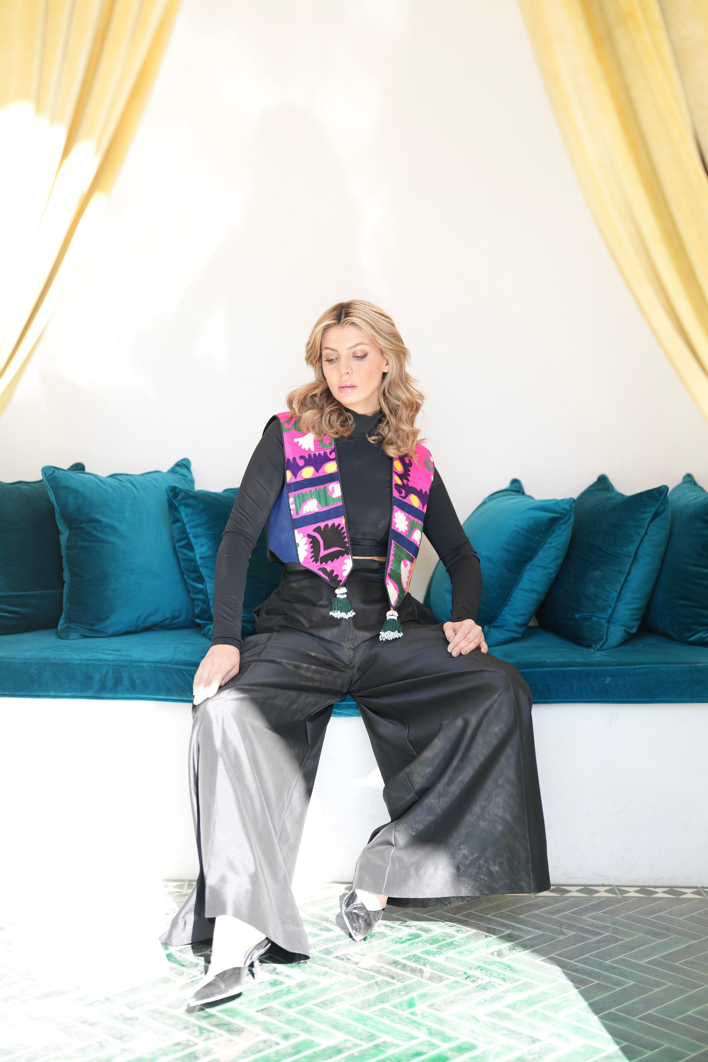 Colorful Floral Crop Vest