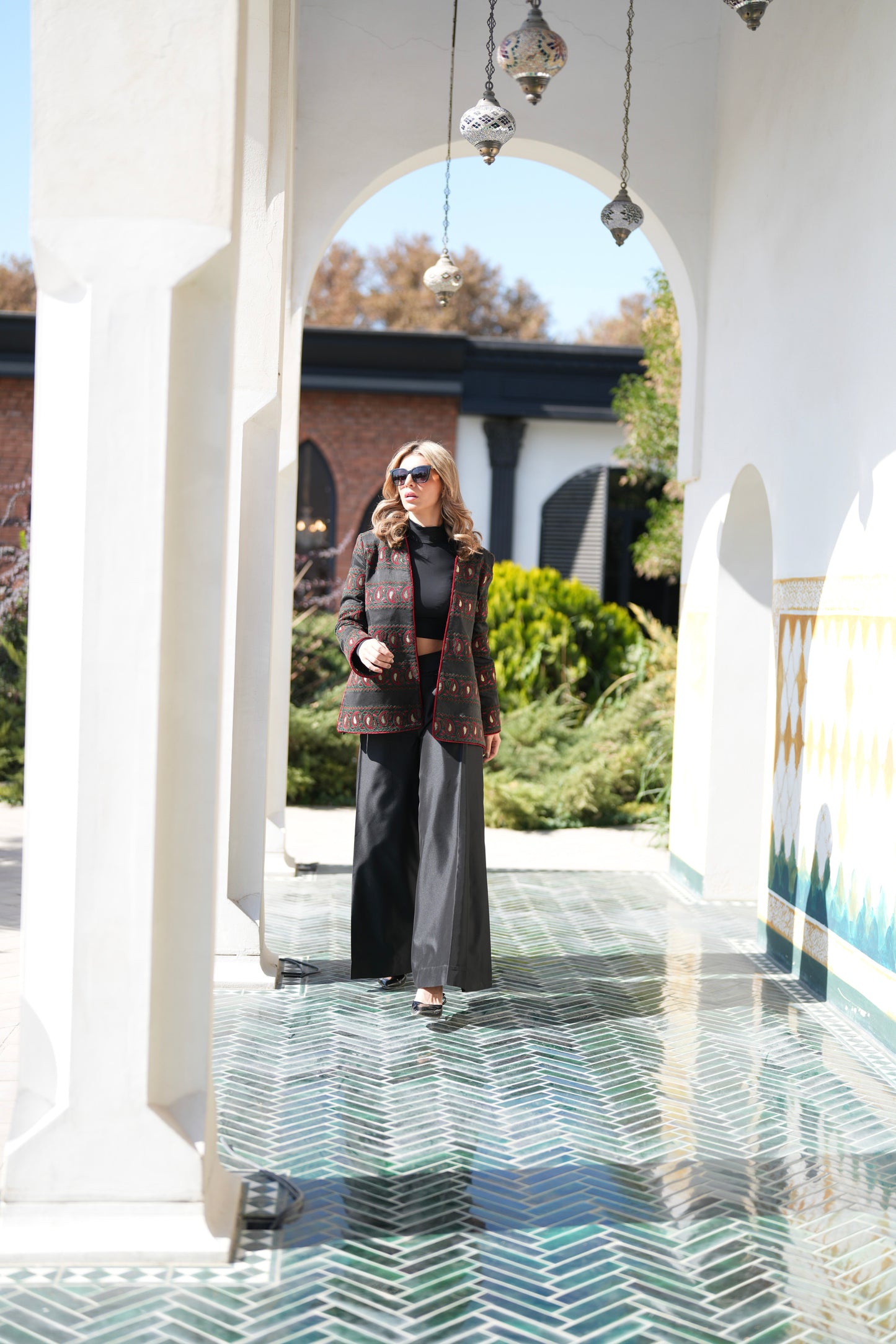 Black Wide-Leg Satin Pants