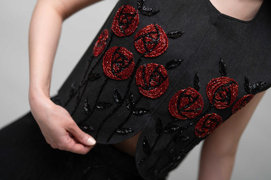 Red Rose Beaded Vest