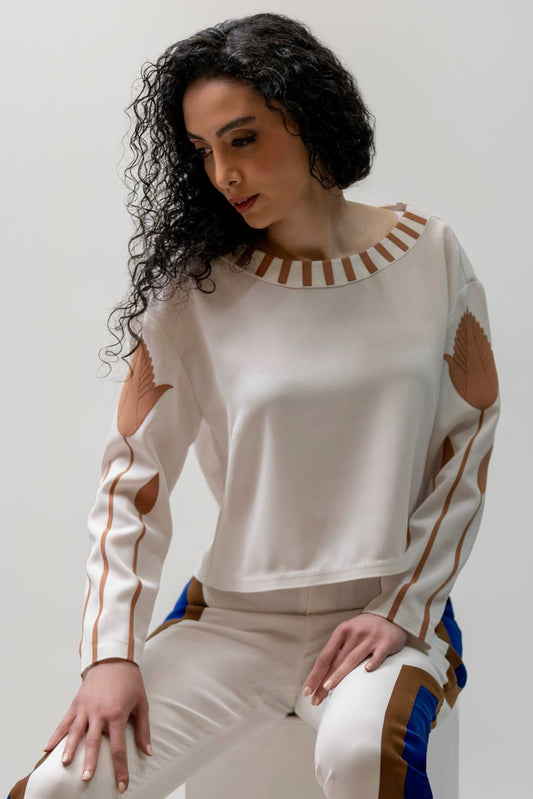 Floral Panel Long Sleeve Top