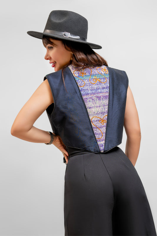 Colorful Floral Crop Vest