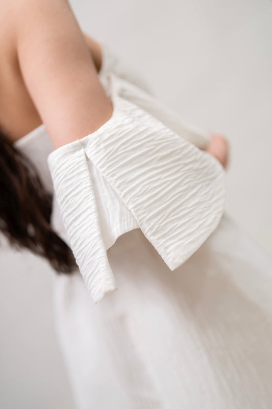 White One-Sleeve Top & Skirt Set