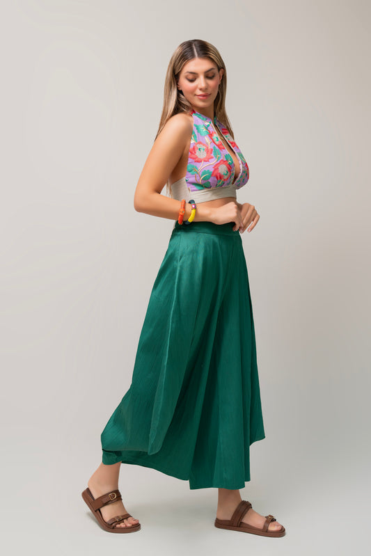 Emerald Green Wide-Leg Pants – Handmade & Flowy