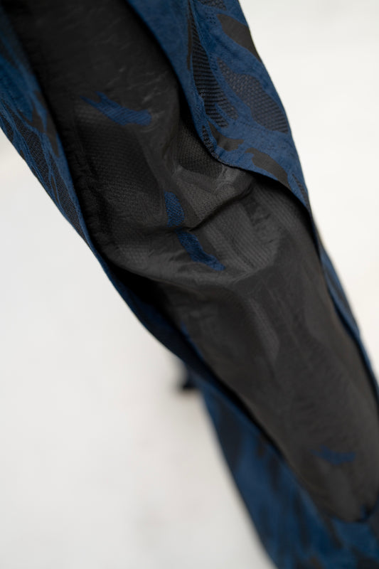 Navy Jacquard Wide-Leg Pant