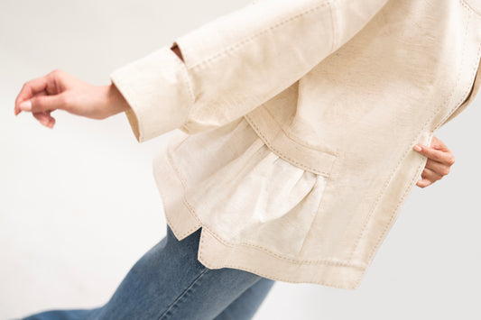 Beige Cotton Kimono Jacket