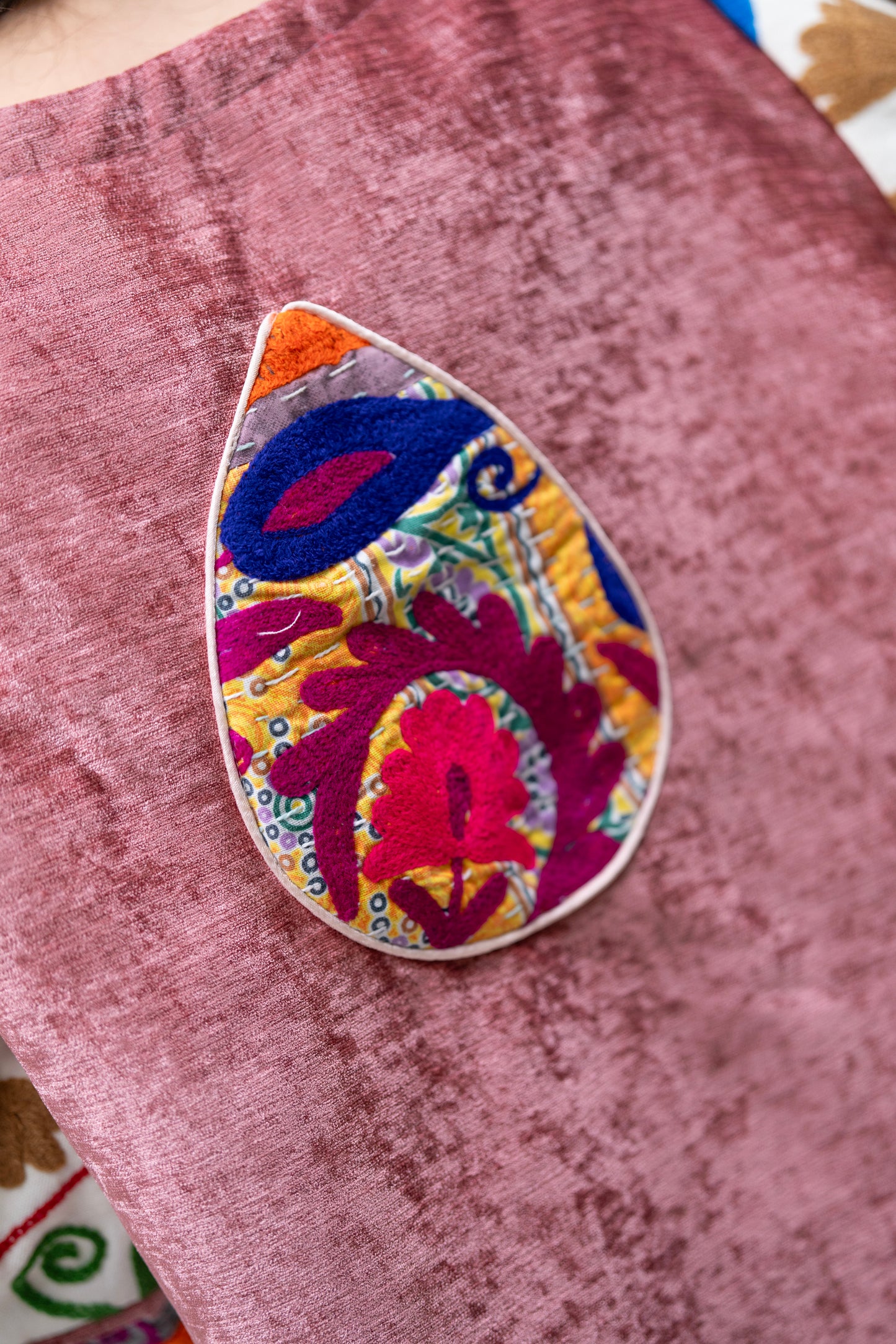 Hand-Embroidered Patchwork Velvet Jacket