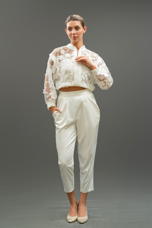 Handmade White Embroidered Pants