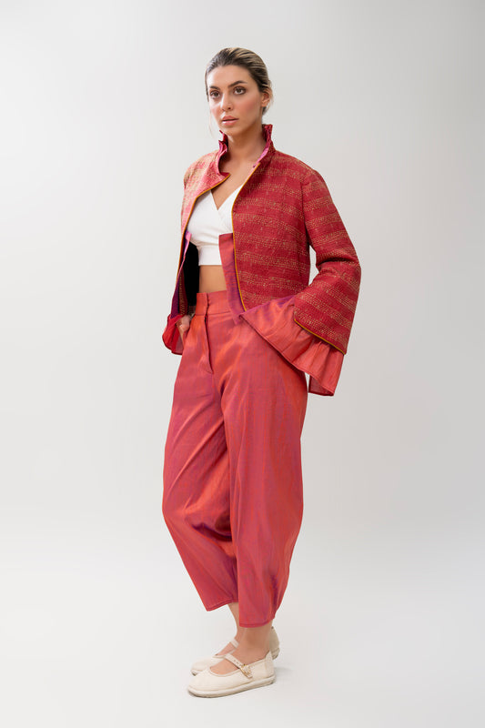 Handmade Red & Pink Silk Set