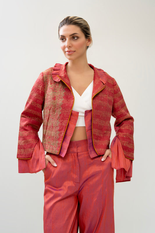 Handmade Red & Pink Silk Set